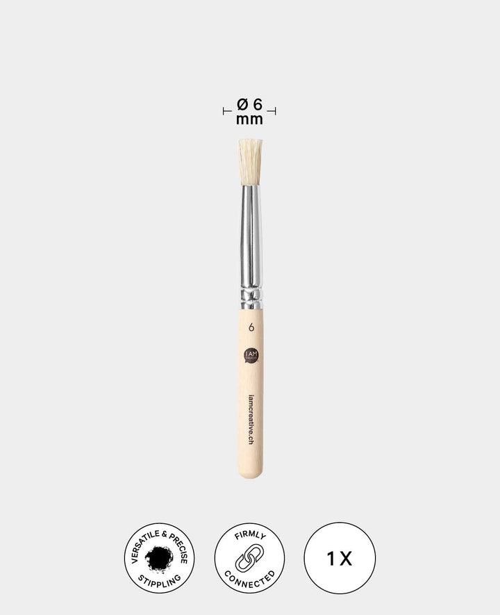 Stenciling Brush - Natural Bristle Brush, Ø 6 mm, 1 Piece