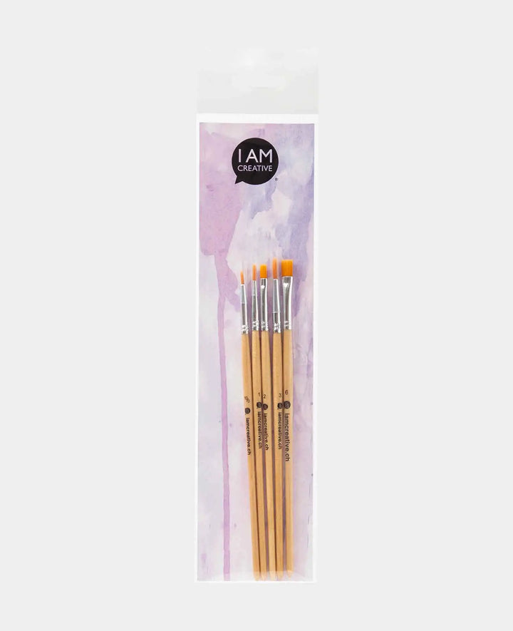 Universal Brush Set – Artist Set with Flat, Round, and Liner Brushes, 5 Pieces