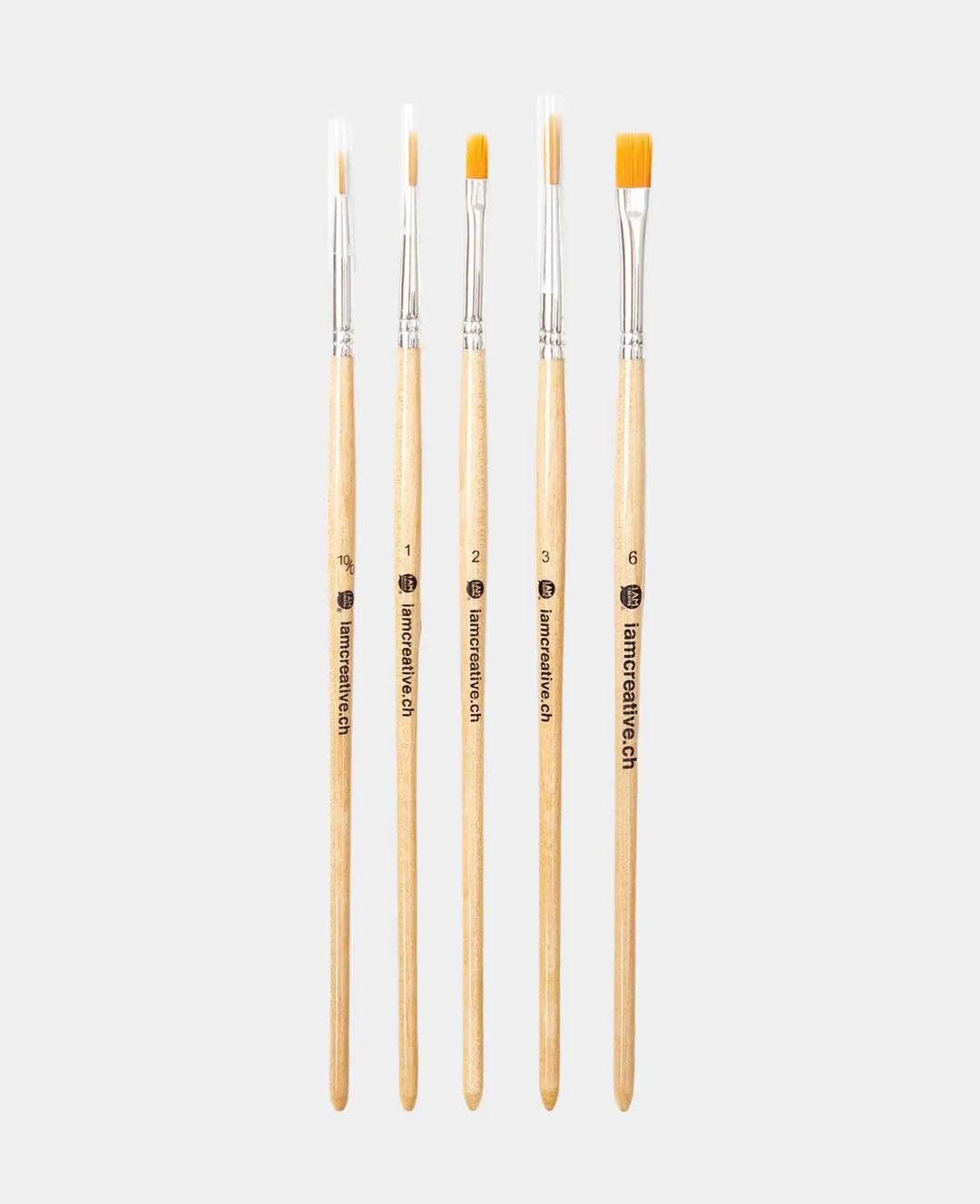 Universal Brush Set – Artist Set with Flat, Round, and Liner Brushes, 5 Pieces