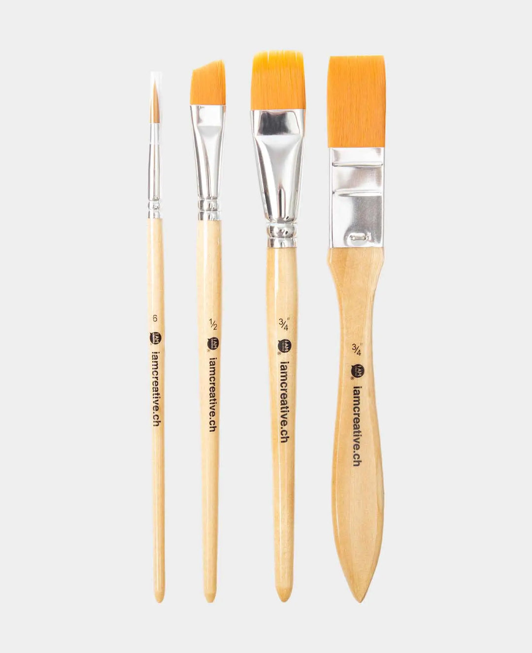 Universal Pinselset – Künstler-Set mit Flach-, Schwert- und Rundpinseln, 4 Stück.