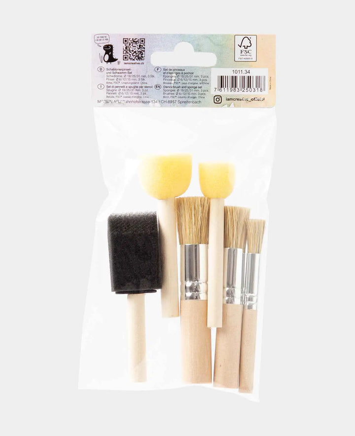 Ensemble de brosses à pochoir et de tampons-éponges, 6 pièces