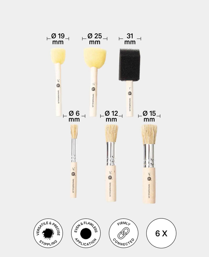 Ensemble de brosses à pochoir et de tampons-éponges, 6 pièces