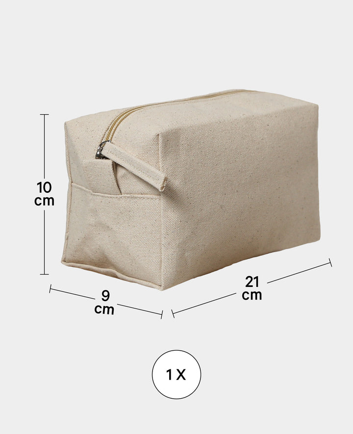 Toiletry bag, ecru, 21 x 9 x 10 cm, 1 pc.