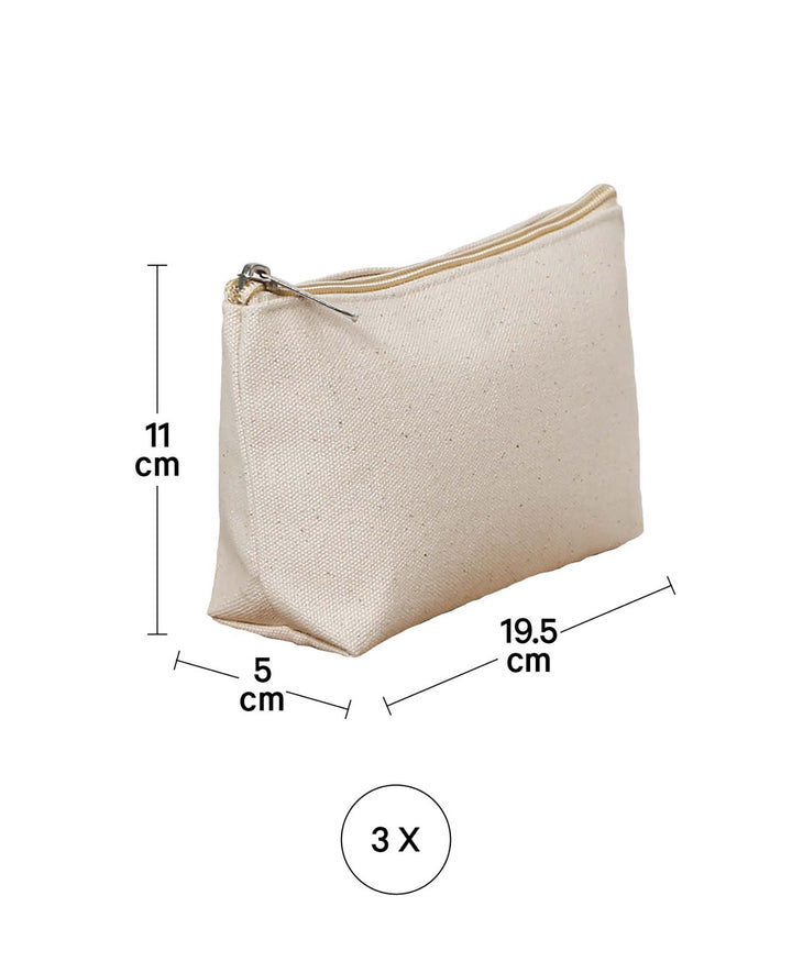Cotton toiletry bag Natural, 19.5x11x5 cm, set of 3