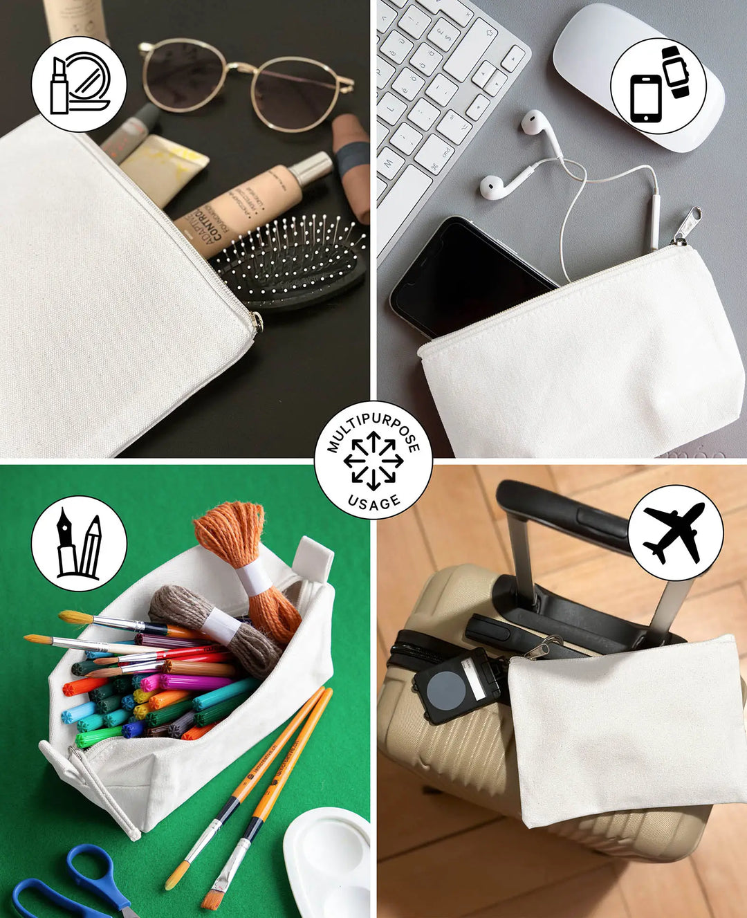 Toiletry Bag, White, 24 x 11.5 x 9 cm, 1 pc.