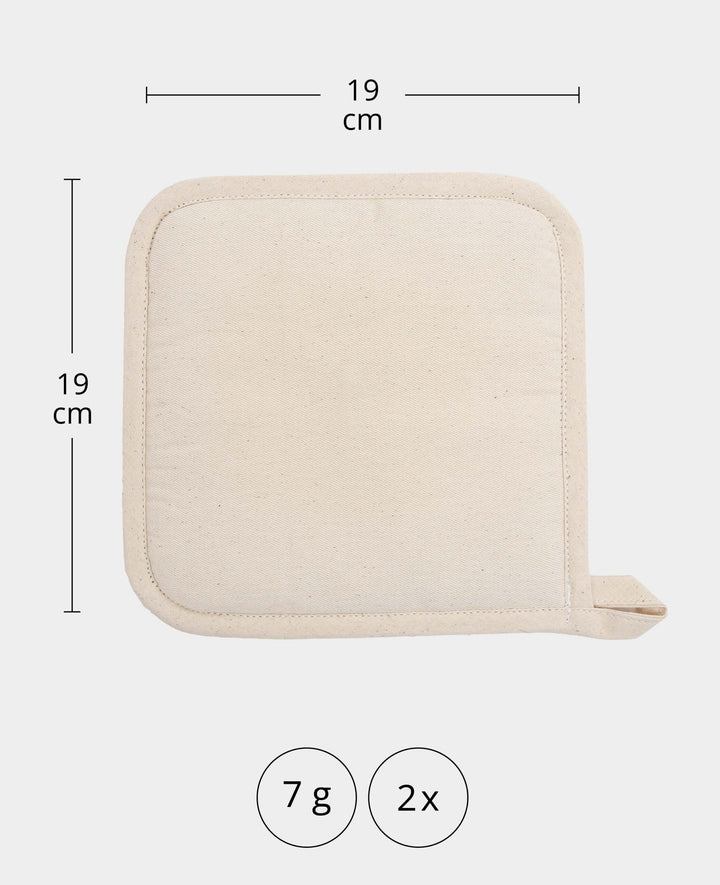 Potholders with Loop, Natural, 19 x 19 cm, 2 pcs.