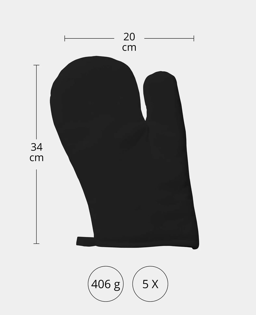 Gants de barbecue, noirs, 20 x 34 cm, 5 pièces
