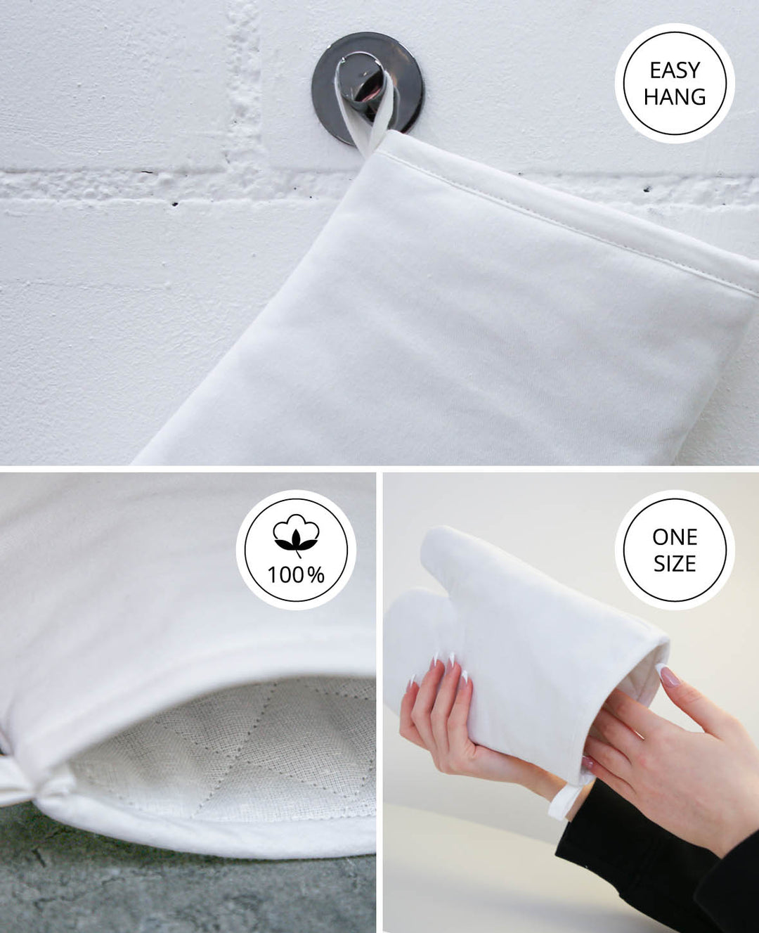 Oven Mitts, White, 20 x 30 cm, 5 pcs.