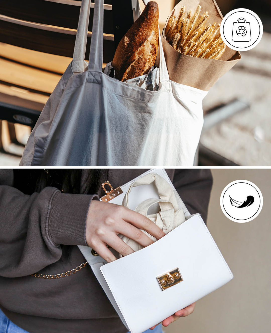 Bag with short handles, white, 38 x 42 cm, 8 pcs.