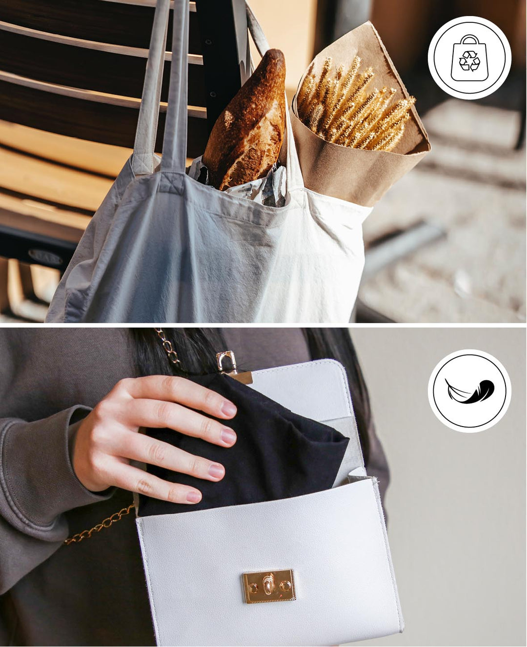 Long-handle Bag, Black, 38 x 42 cm, 1 pc.