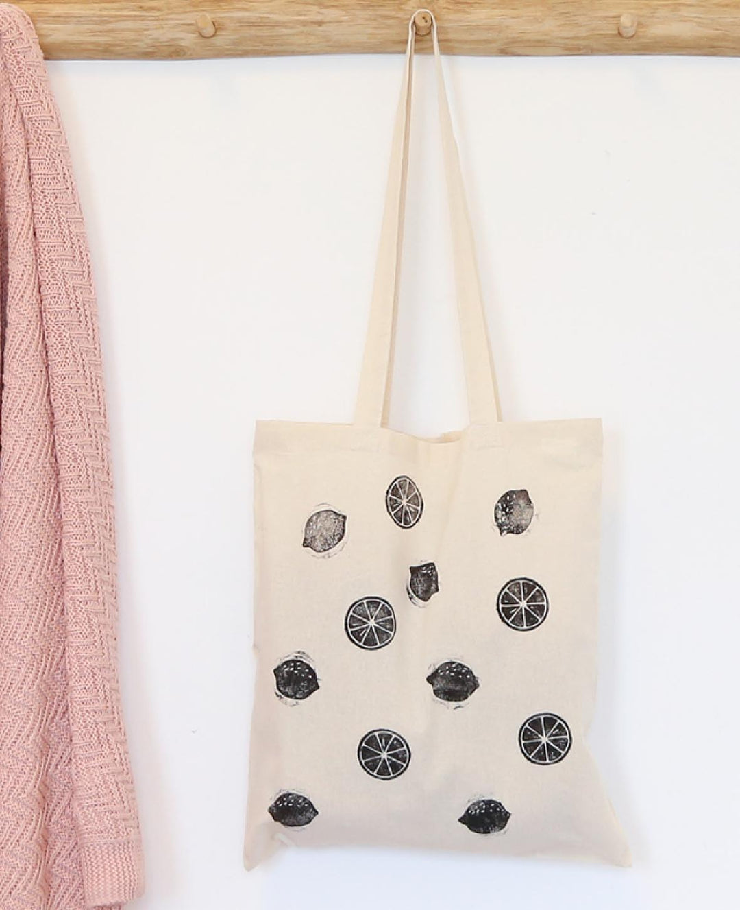 Bag long handle, ecru, 38 x 42 cm, 1 pc.
