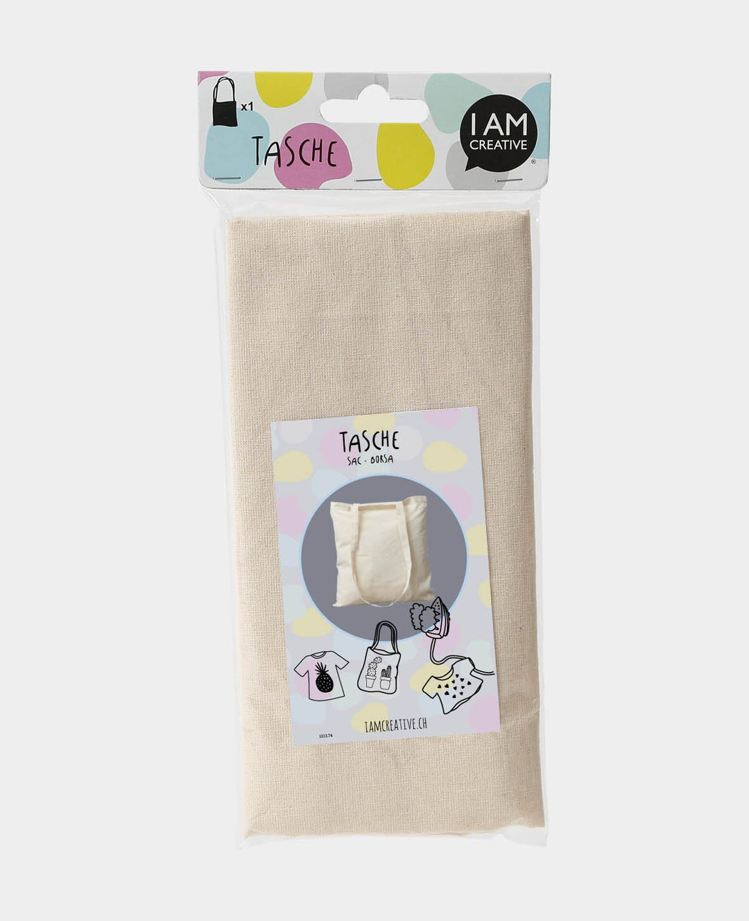 Bag long handle, ecru, 38 x 42 cm, 1 pc.