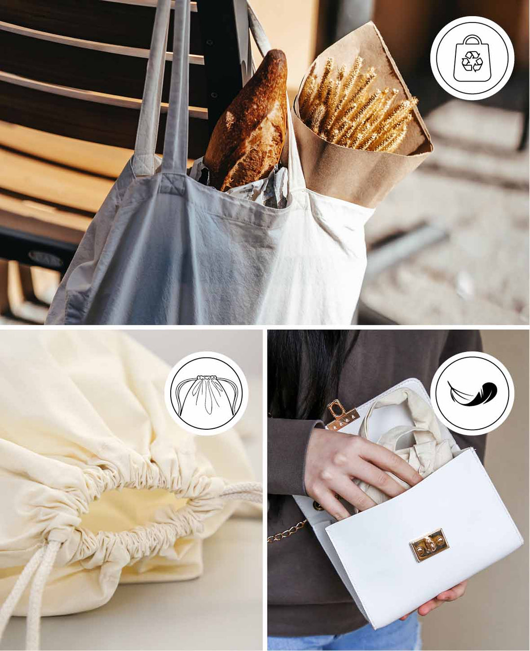 Turnbeutel, Ecru, 36 x 41 cm
