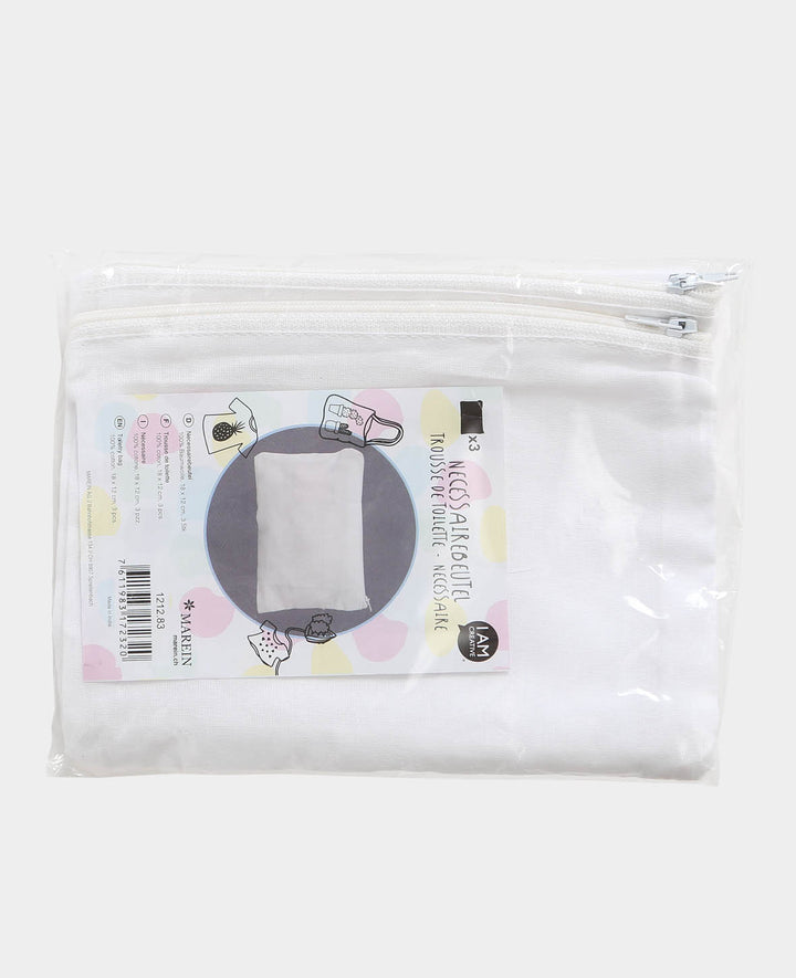Toiletry Bags, White, 18 x 12 cm, 3 pcs.