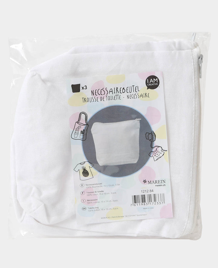 Toiletry bags, white, 15 x 13 cm, 3 pcs.