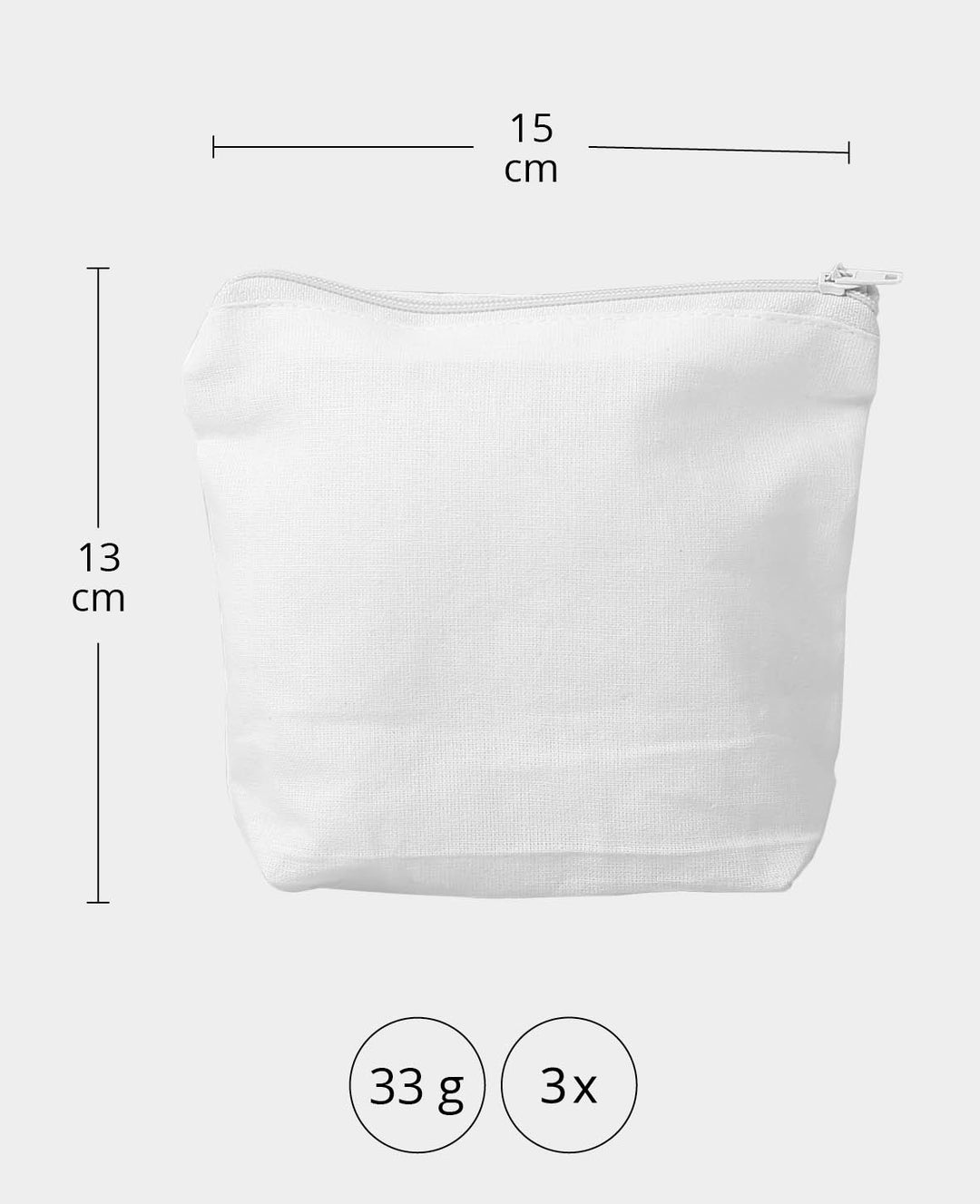 Toiletry bags, white, 15 x 13 cm, 3 pcs.