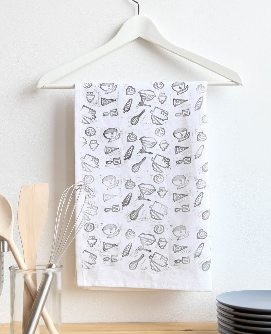 Lot de 5 torchons de cuisine 50 x 85 cm, Blanc