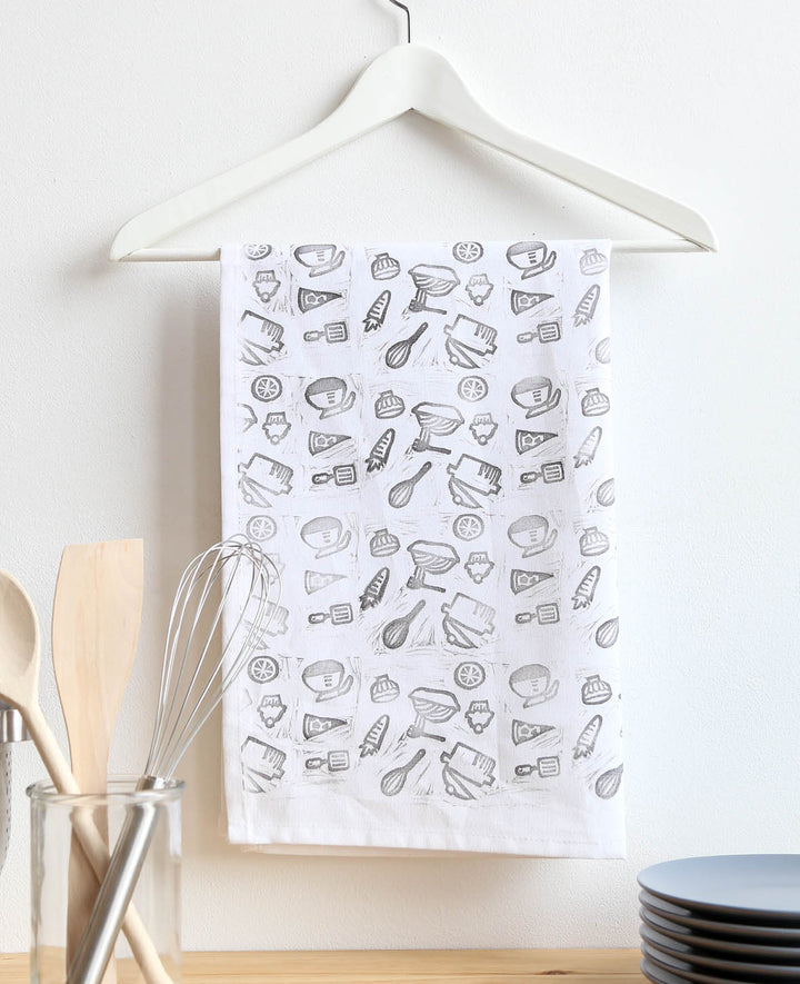 Lot de 5 torchons de cuisine 50 x 85 cm, Blanc