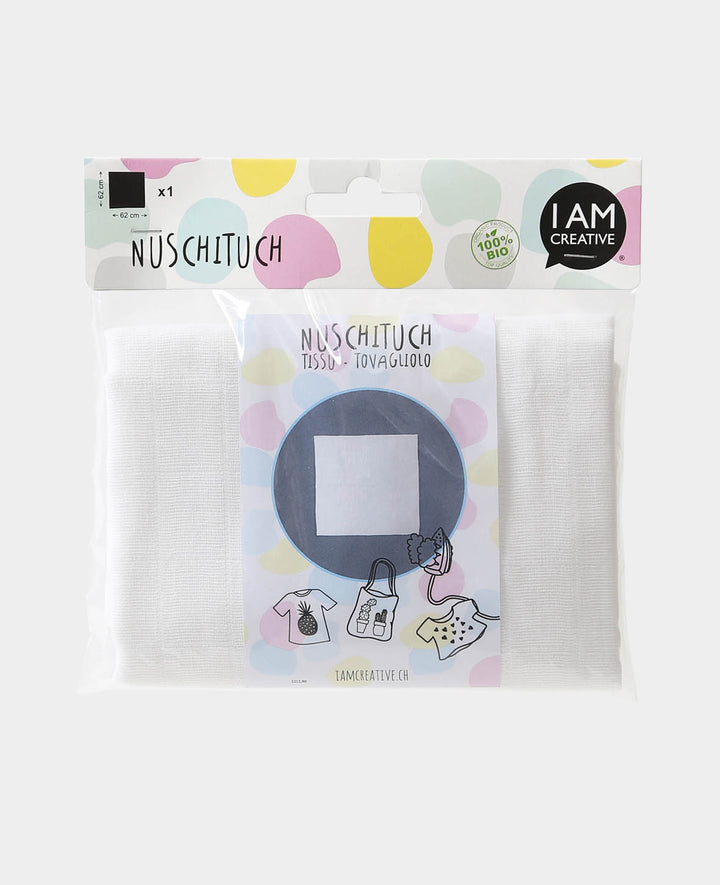 Organic Muslin Cloth, 100% Cotton Muslin Square for Babies and for Embroidering, Printing, Painting and Stamping, White, 62 x 62 cm
