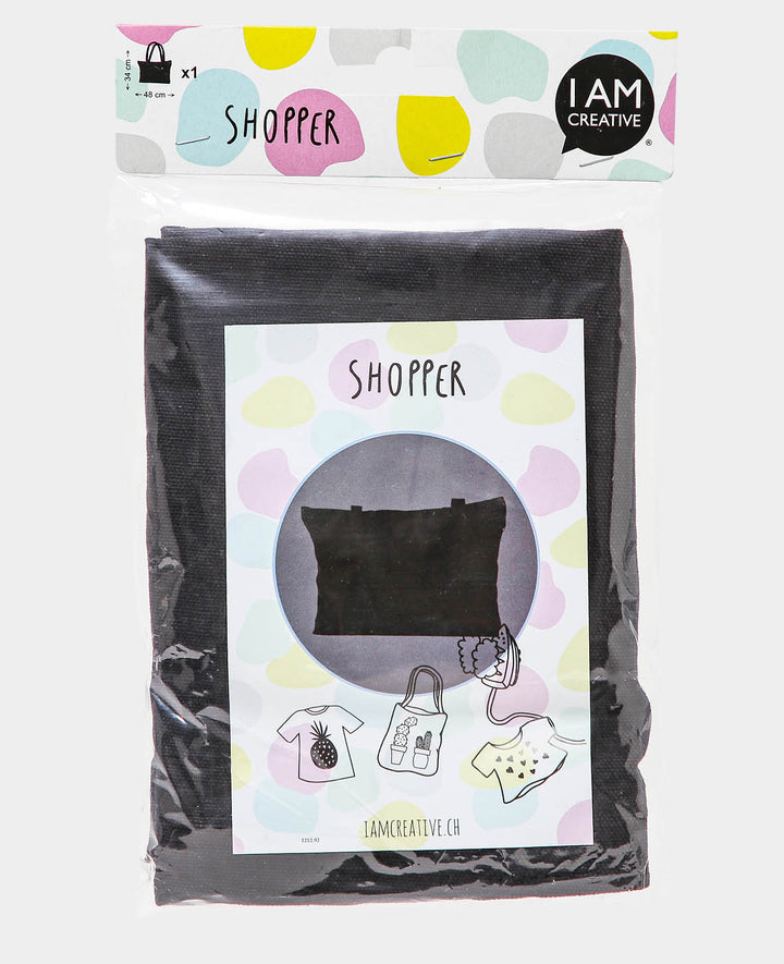 Shopper Fabric Bag, Black, 48 x 10 x 34 cm