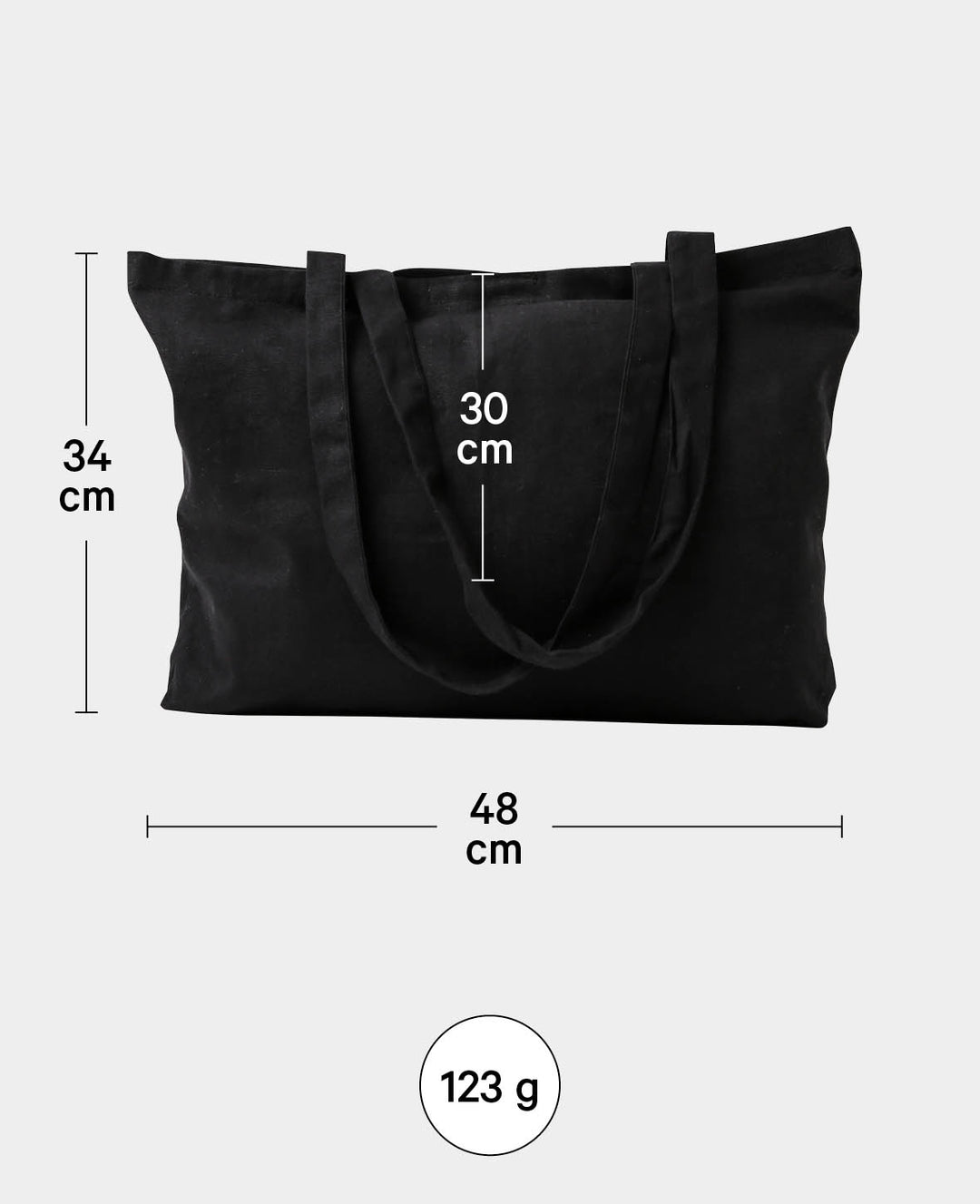 Shopper Fabric Bag, Black, 48 x 10 x 34 cm