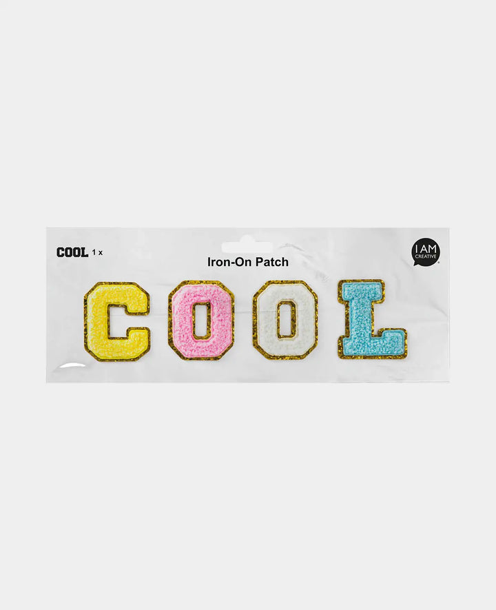 Iron on patch "Cool", sew-on patch &amp; iron-on patch, colorful, approx. 23 x 5.5 cm