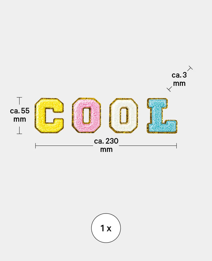 Iron on patch "Cool", sew-on patch &amp; iron-on patch, colorful, approx. 23 x 5.5 cm