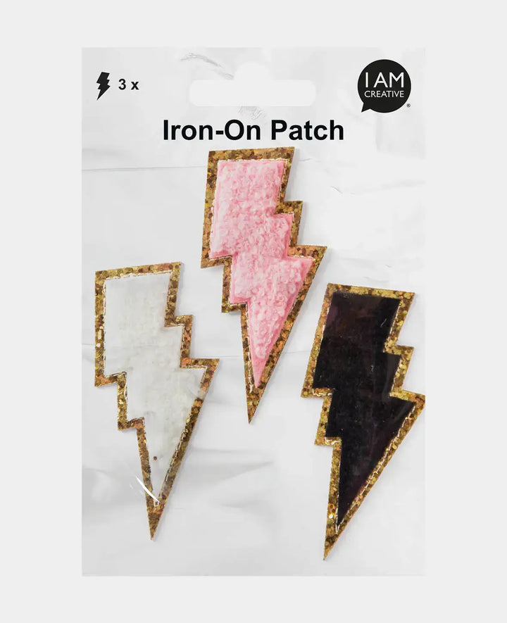 Iron-on patch "Blitz", iron-on &amp; sew-on patch, multicolored, approx. 3.5 x 7.5 cm, 3 pcs.