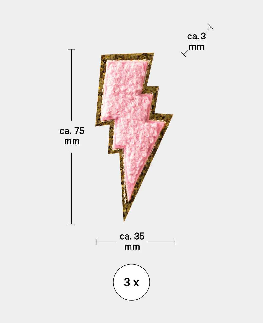 Iron-on patch "Blitz", iron-on &amp; sew-on patch, multicolored, approx. 3.5 x 7.5 cm, 3 pcs.