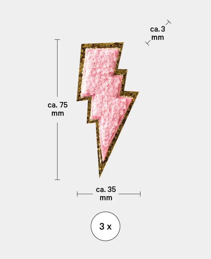 Iron-on patch "Blitz", iron-on &amp; sew-on patch, multicolored, approx. 3.5 x 7.5 cm, 3 pcs.