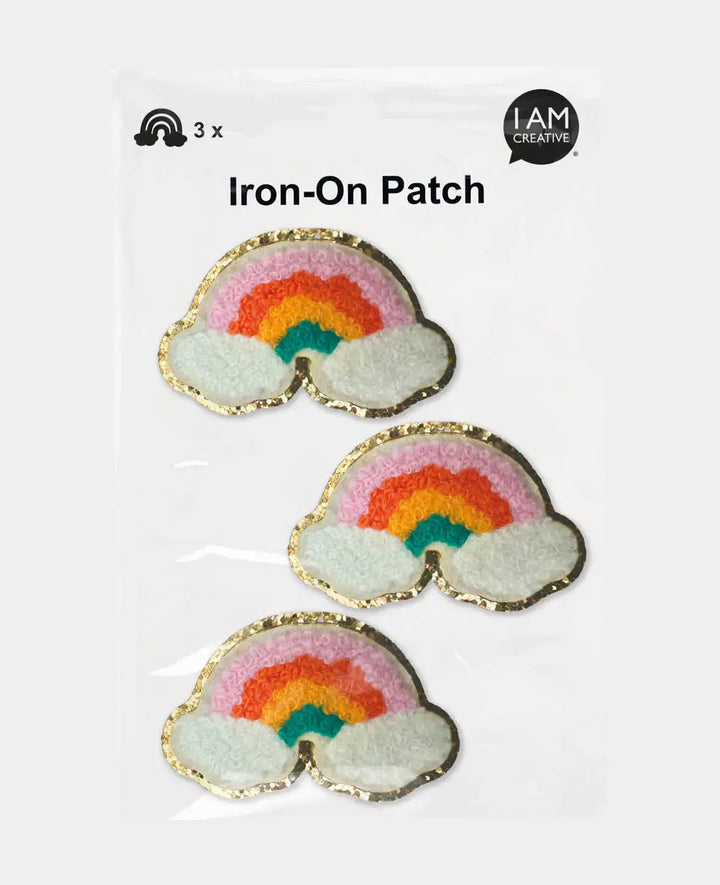 Iron-on patch "Rainbow," sew-on &amp; iron-on, colorful, approx. 6 x 3.5 cm, 3 pcs.