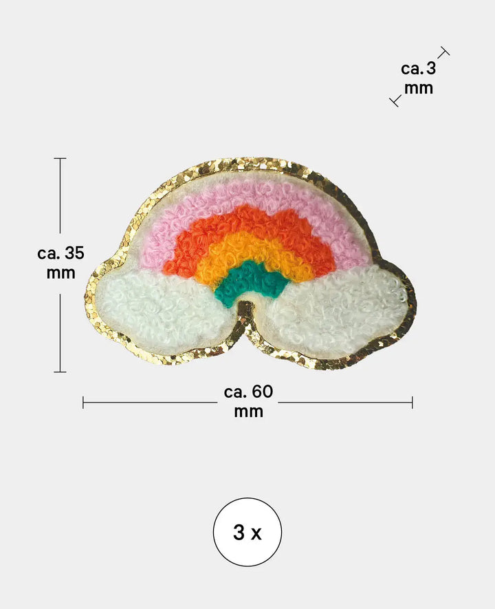 Iron-on patch "Rainbow," sew-on &amp; iron-on, colorful, approx. 6 x 3.5 cm, 3 pcs.