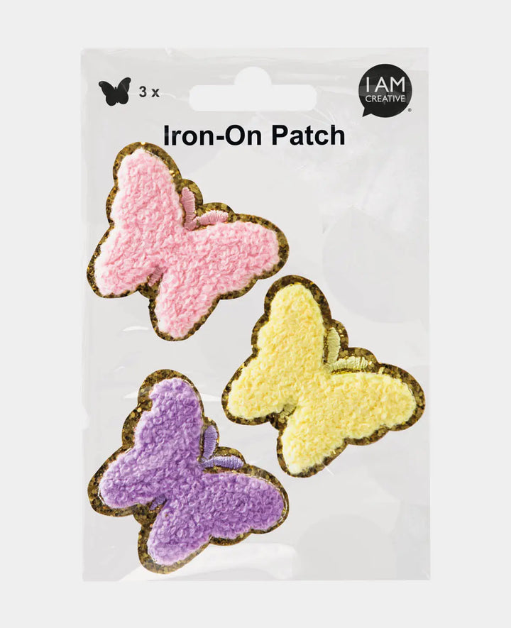 Iron on patch "Schmetterling", Aufnäher zum Aufbügeln &amp; Annähen, Bunt, ca. 5.5 x 4.5  cm, 3 Stk.