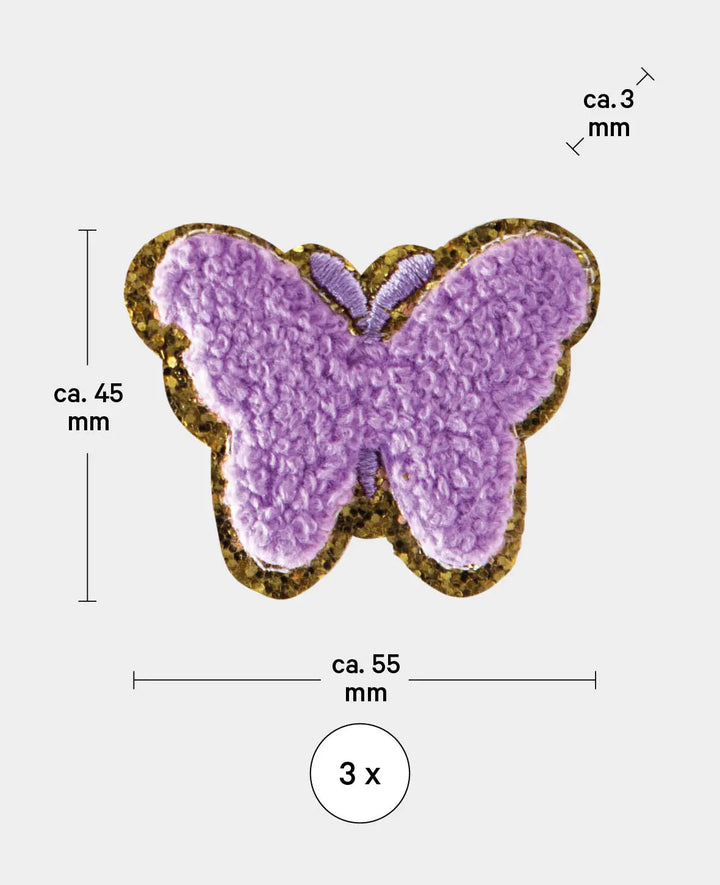 Iron on patch "Schmetterling", Aufnäher zum Aufbügeln &amp; Annähen, Bunt, ca. 5.5 x 4.5  cm, 3 Stk.
