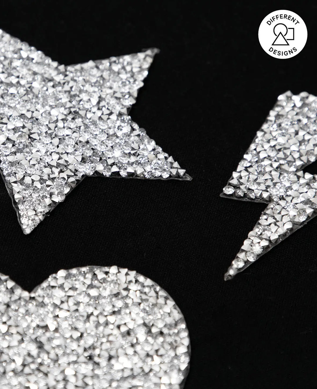 Iron-on patch "Hand with Rhinestones", sew-on &amp; iron-on patch, silver, approx. 6.5 x 8 cm