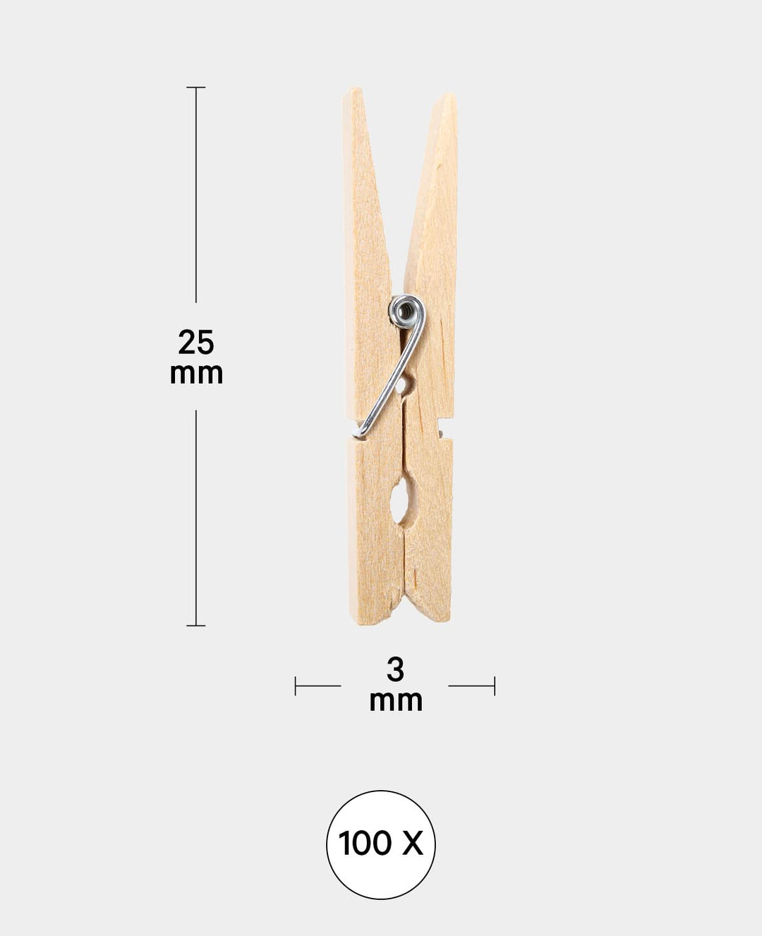Wooden pegs 25 x 3 mm, 100 pcs.