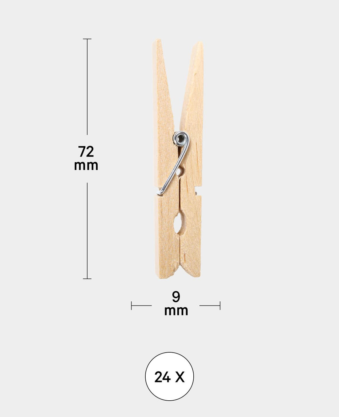 Wooden pegs 72 x 9 mm, 24 pcs.