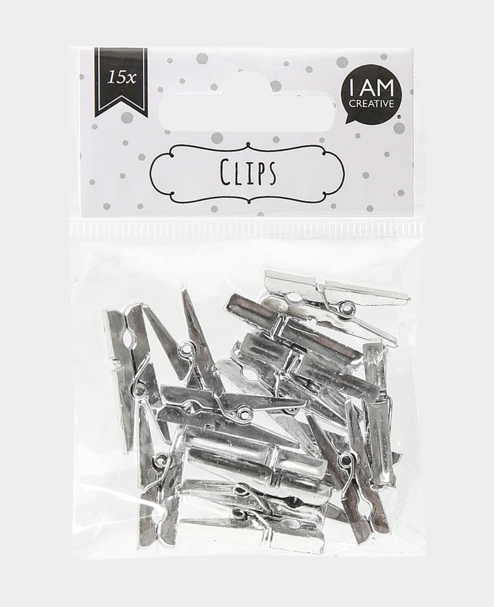 Plastic Clips Silver 4 x 30 mm, 15 Pcs.