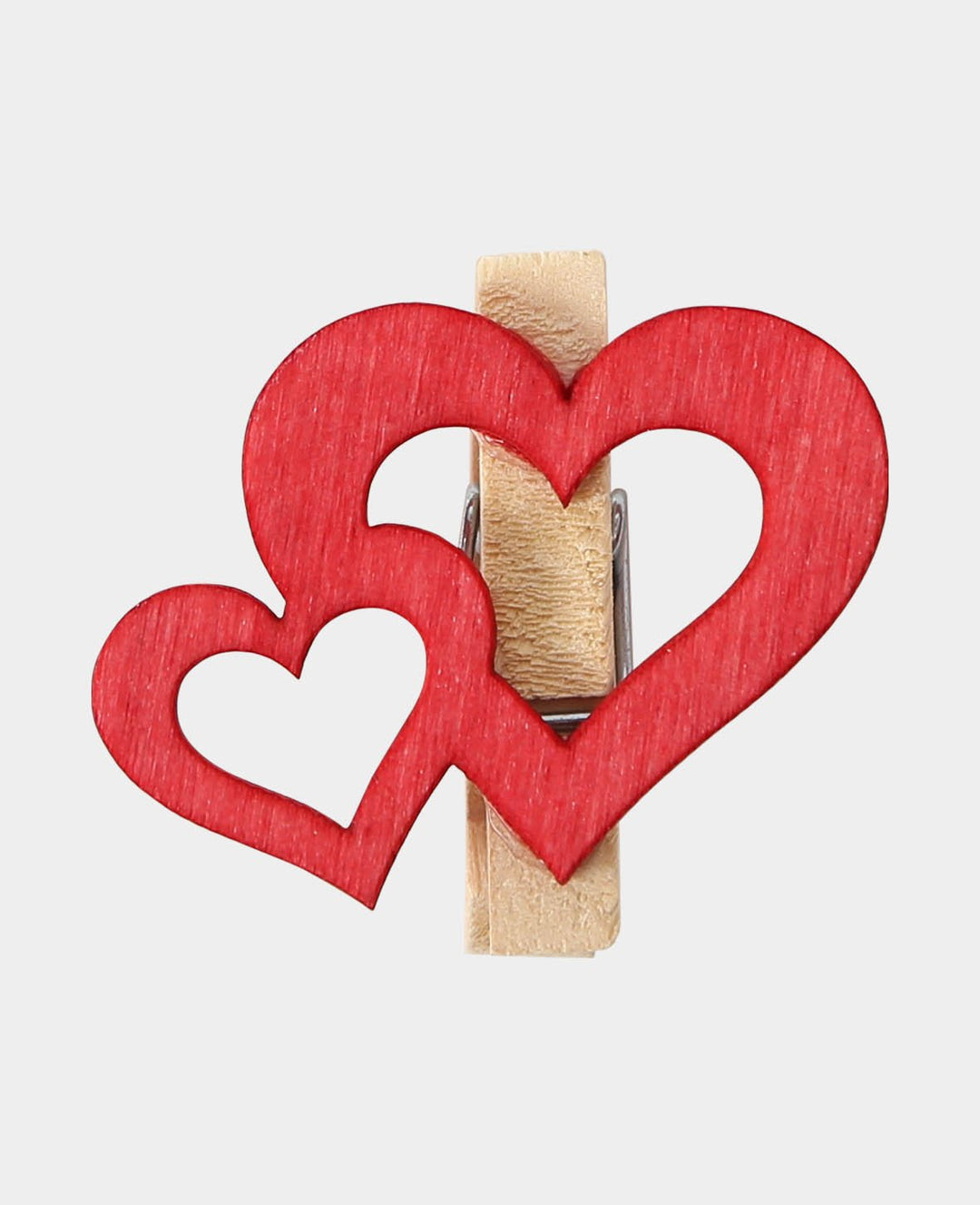 Wooden Peg Heart Red II, 6 pcs.