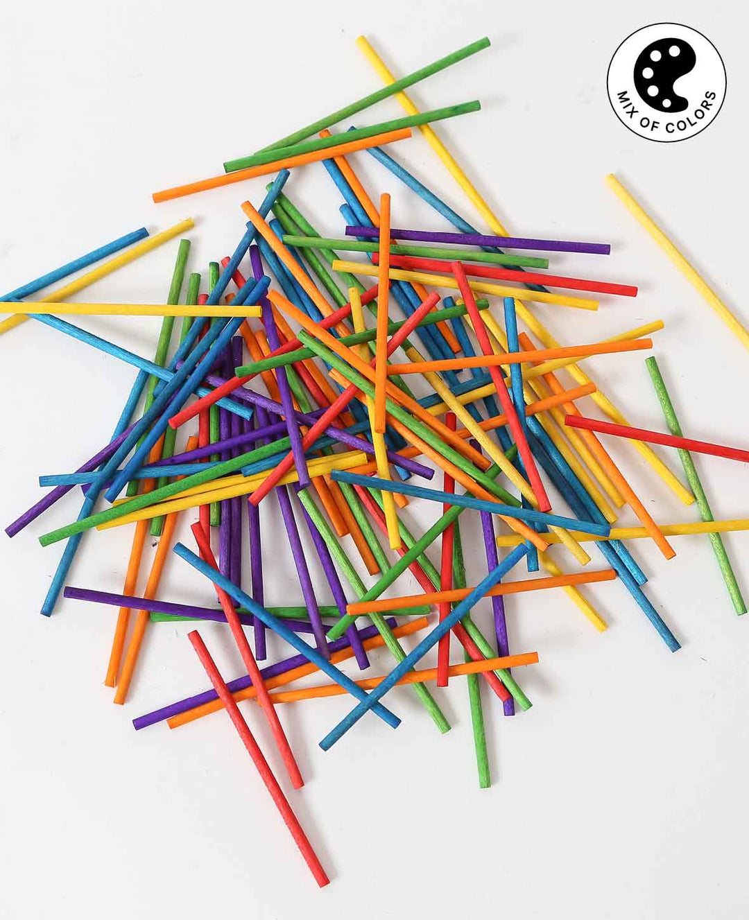 Wooden sticks, coloured, 80 x 3 mm, 100 pcs.