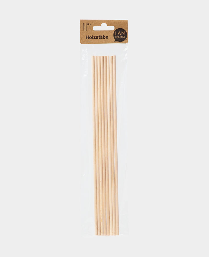 Bâton en bois rond, 30 cm x 5 mm, marron, 8 pièces
