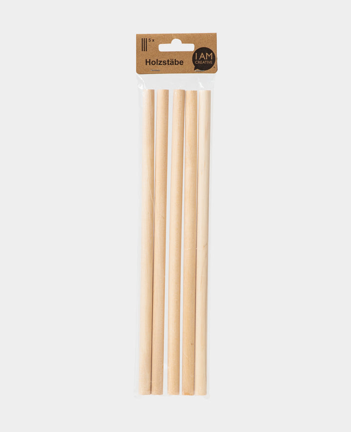 Holzstab rund, 30 cm x 12 mm, Braun, 5 Stk.