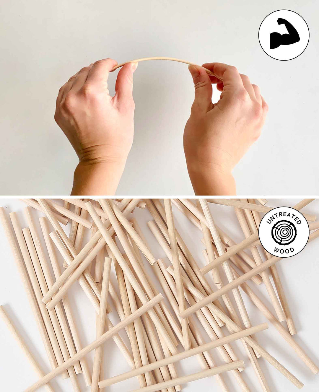 Wooden sticks, 80 x 3 mm, 100 pcs.