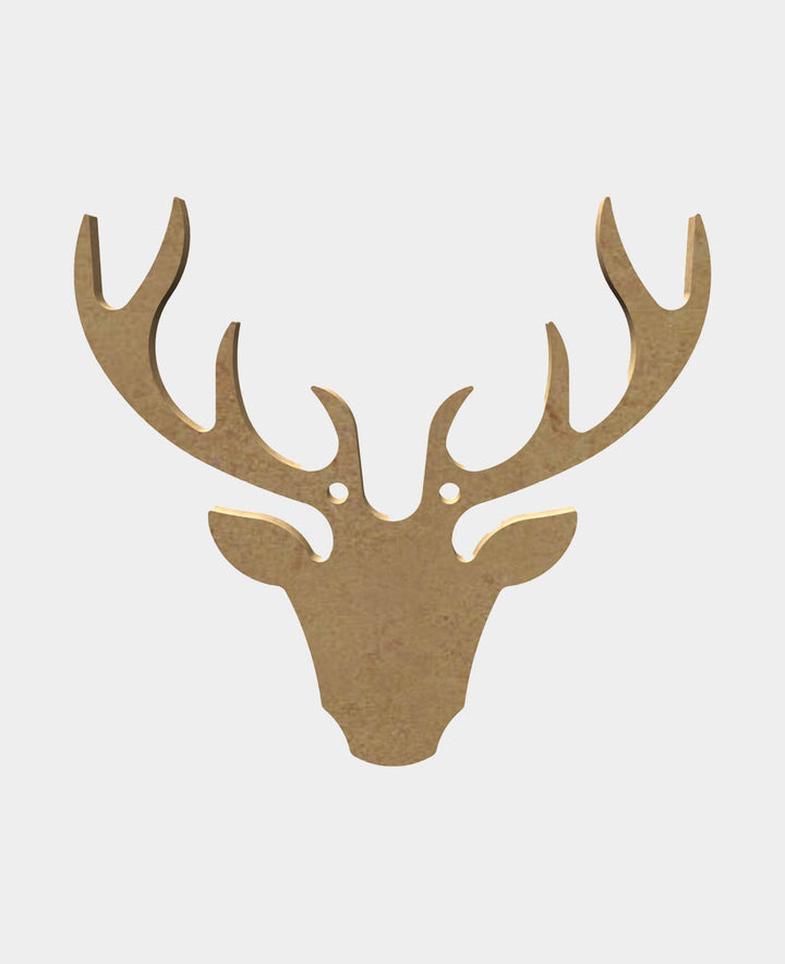 Tête de cerf décorative en MDF, 12 x 0,5 x 11 cm, marron, 1 pc