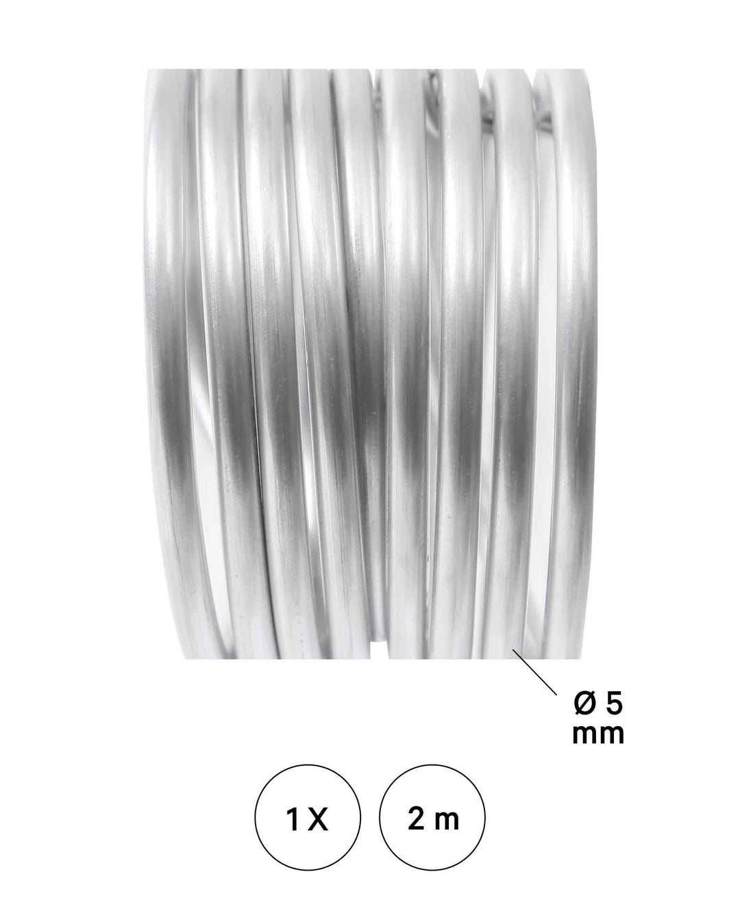Alu Metalldraht weich, Silber, 5.0 mm x 2 m