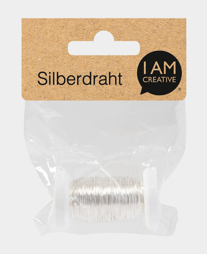 Silberdraht, Metalldraht für Bastelarbeiten, DIY-Dekorationen, Schmuck und zum Binden von Blumen, stabil, sehr biegsam, Silber, 0.40 mm x 40 m