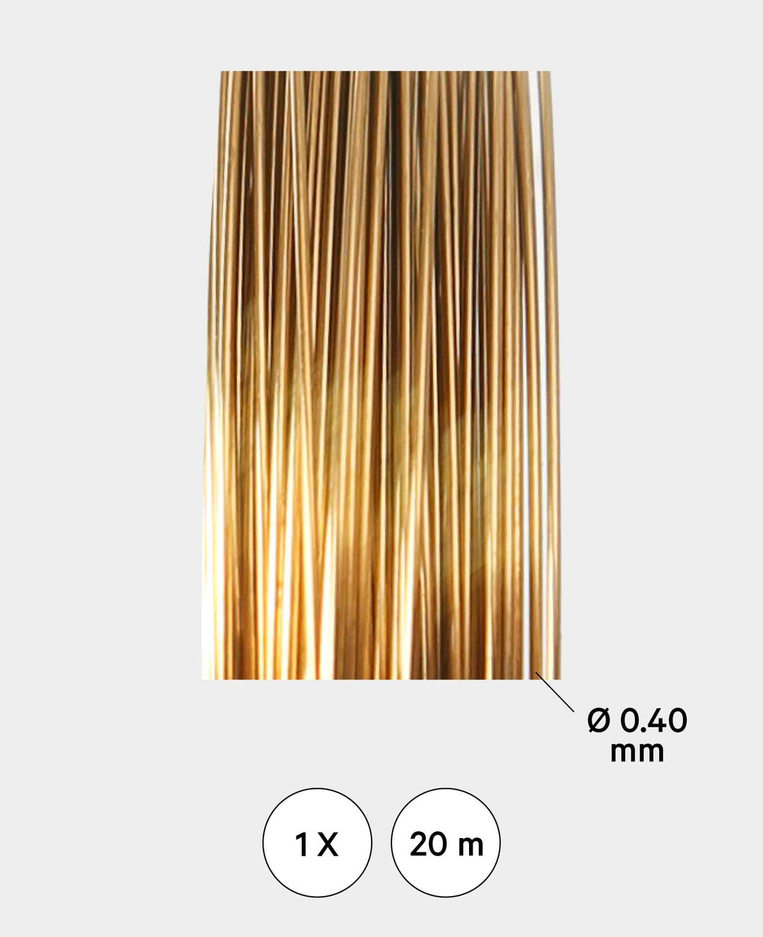 Messingdraht, Metalldraht für Bastelarbeiten, DIY-Dekorationen und Schmuck, Gold, 0.40 mm x 20 m, gerollt