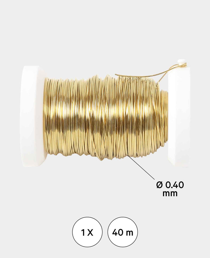 Brass Wire, Metal Wire for Crafts, DIY Decorations and Jewelry, Gold, 0.40 mm x 40 m
