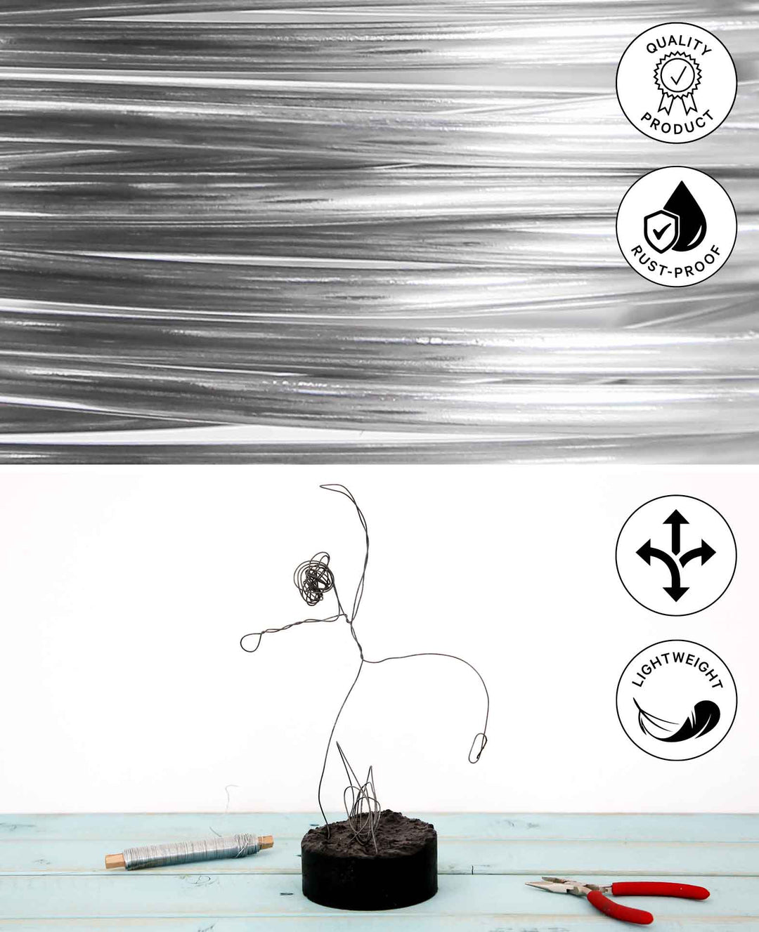 Alu Metalldraht weich, Silber, 5.0 mm x 2 m