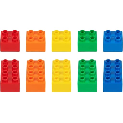 Grosse Kunststoff Bausteine für Kinder, Klemmbausteine, Bunt, 50 Stk.